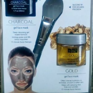 Charcoal and Gold Gel Face Mask 2 Pack gift set